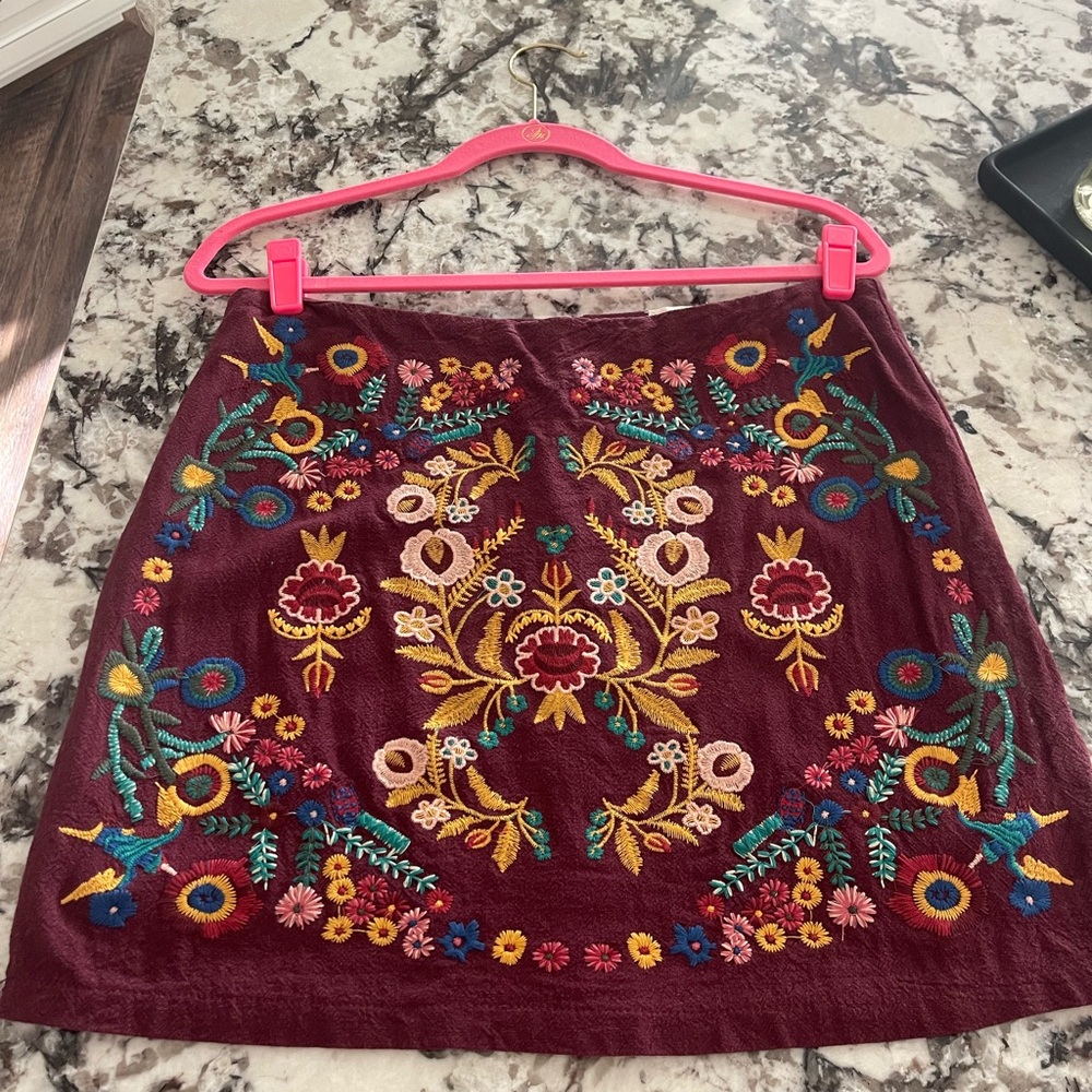 Embroidered Floral Skirt - Multicolor